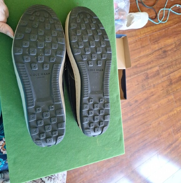 Cole Haan Black Suede Slip-On Loafers with Contrast Stitch